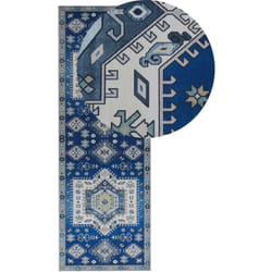 Tappeto moderno passatoia corridoio motivo geometrico 70 x 200 cm blu Parvakadli