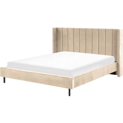 Letto matrimoniale con doghe 180 x 200 cm velluto beige Villette