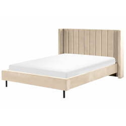 Letto matrimoniale con doghe 160 x 200 cm velluto beige Villette