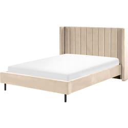 Letto matrimoniale con doghe 140 x 200 cm velluto beige Villette