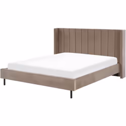Elegante letto matrimoniale in velluto. Porta l'eleganza in camera da letto con questo letto con rete a doghe dal design cont ...