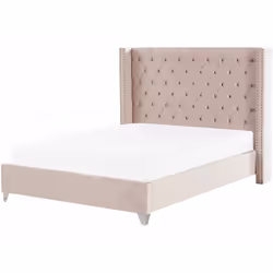 Letto matrimoniale dal design elegante. Porta il lusso in camera da letto con questo letto con rete a doghe in velluto di alt ...