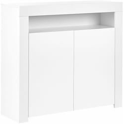 Credenza a 2 ante e 4 ripiani con illuminazione led bianco opaco Covina