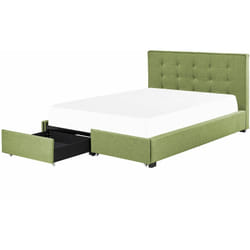 Letto contenitore tessuto verde con rete a doghe e cassetti 180 x 200 cm La Rochelle