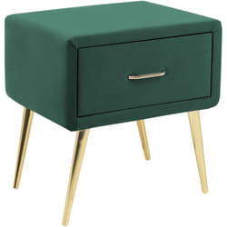 Beliani - Comodino velluto verde smeraldo e oro con cassetto Flayat