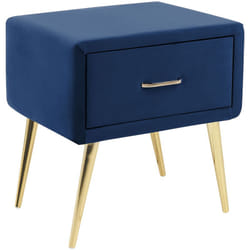 Beliani - Comodino velluto blu marino e oro con cassetto Flayat