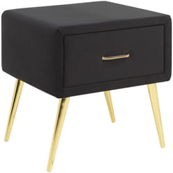 Beliani - Comodino velluto nero e oro con cassetto Flayat