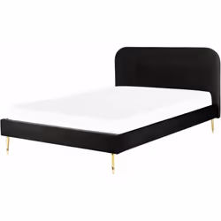 Moderno letto matrimoniale rivestito in tessuto vellutato. Porta l'eleganza in camera da letto con questo letto con rete a do ...