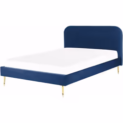 Moderno letto matrimoniale rivestito in tessuto vellutato. Porta l'eleganza in camera da letto con questo letto con rete a do ...