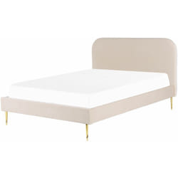 Letto matrimoniale velluto beige piedi oro minimalista 160 x 200 cm Flayat