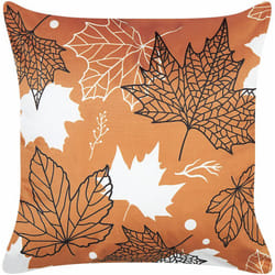 Beliani - Cuscino velluto nero bianco arancione 45 x 45 cm foglie Poinsettia