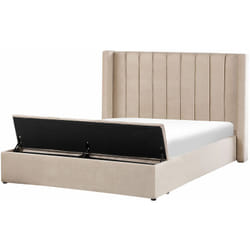 Letto velluto beige rete a doghe e cassapanca 160 x 200 cm Noyers