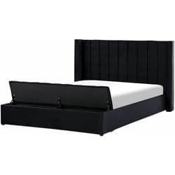 Letto velluto nero rete a doghe e cassapanca 180 x 200 cm Noyers