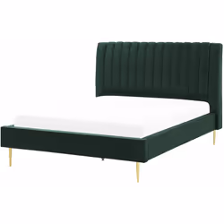 Elegante letto matrimoniale in velluto. Rendi la stanza da letto ancora più comoda con questo letto con rete a doghe dal desi ...