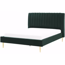 Elegante letto matrimoniale in velluto. Rendi la stanza da letto ancora più comoda con questo letto con rete a doghe dal desi ...