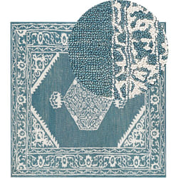Beliani - Tappeto lana motivo orientale 200 x 200 cm salotto bianco blu Gevas