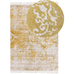 Beliani - Tappeto orientale vintage invecchiato soggiorno giallo beige 140 x 200 cm Boyali