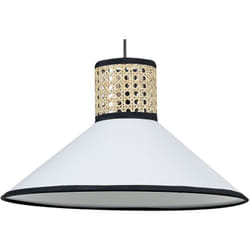 Lampadario a sospensione illuminazione rattan naturale paralume bianco Mantua