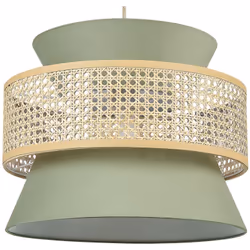 Lampada a sospensione con accenti in rattan. Decora ogni stanza con classe con questo splendido lampadario. Realizzato in rat ...