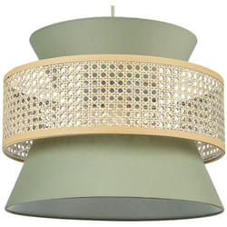 Lampada a sospensione illuminazione rattan naturale paralume verde Luyano