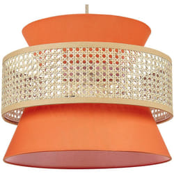 Lampada a sospensione illuminazione rattan naturale paralume corallo Luyano