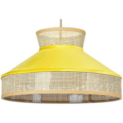 Beliani - Lampada a sospensione illuminazione rattan naturale paralume velluto giallo Batali