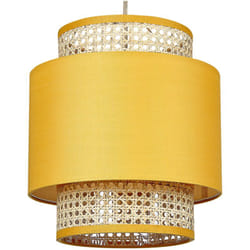Lampada a sospensione illuminazione rattan naturale paralume tessuto giallo Boeri
