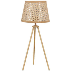 Lampada da tavolo in rattan con treppiede e paralume traforata Boetica