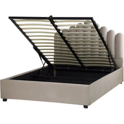 Letto contenitore velluto tortora 140 x 200 cm testata alta a conchiglia Vincennes