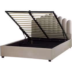 Letto contenitore matrimoniale velluto con testata a conchiglia. Porta la classe in camera da letto con questo letto dal desi ...