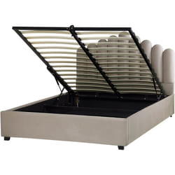 Letto contenitore velluto tortora 160 x 200 cm testata alta a conchiglia Vincennes
