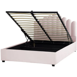 Letto contenitore velluto rosa 160 x 200 cm testata alta a conchiglia Vincennes