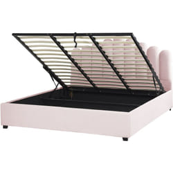 Letto contenitore velluto rosa 180 x 200 cm testata alta a conchiglia Vincennes