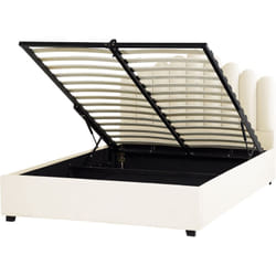 Letto contenitore velluto bianco sporco 160 x 200 cm testata alta a conchiglia Vincennes