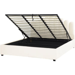 Letto contenitore velluto bianco sporco 180 x 200 cm testata alta a conchiglia Vincennes