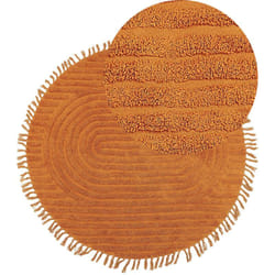 Beliani - Tappeto rotondo cotone trapuntato con frange ⌀ 140 cm arancione Halfeti