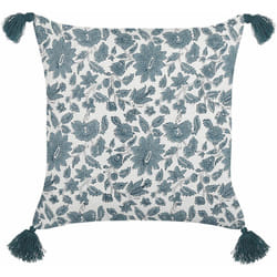 Cuscino decorativo cotone floreale 45 x 45 cm bianco e blu Rumex