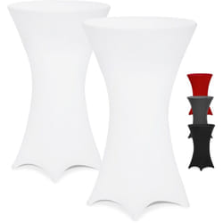Detex - 2x Copritavolo da Bar Vari Colori Lavabile Rivestimento per Tavoli Alti Bistrò Elastico (ø 80-85cm, Rosso) Set of 2 White (en), 70Ø (de)