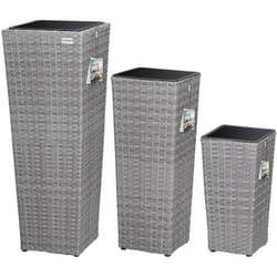 Deuba - casaria Vaso Portafiori Set 3 pezzi Fioriera per piante e fiori effetto polirattan fioriere da giardino Grigio
