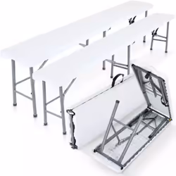 [IL SET PERFETTO] Il set di sedute è composto da due panchine. Sono pieghevoli e possono essere montate rapidamente se necess ...