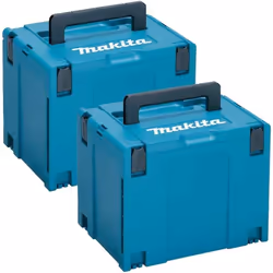 Makita 2 valigette MAKPAC tipo 4 395x295x315mm Il sistema di valigette Makpac è un'ottima soluzione per lo stoccaggio e il tr ...