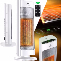 Riscaldatore radiante a torre KESSER controllabile da telecomando, funzione di oscillazione con due potenti livelli di riscal ...