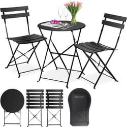 Bistrot 3 pezzi con 2 sedie pieghevoli set balcone set balcone mobili pieghevoli set giardino set giardino set giardino set giardino nero - Kesser