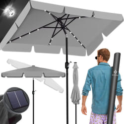 KESSER® Ombrellone da balcone a LED solare con manovella con 2 coperture protettive Borsa per il trasporto Ombrellone da giardino Ombrellone da