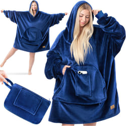 KESSER® Hoodie Blanket Accogliente coperta con maniche Blanket jumper Versatile coperta da indossare per donne e uomini Felpa Warm cosy jumper Blu