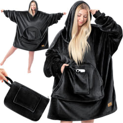 Kesser - Hoodie Blanket Accogliente coperta con maniche Blanket jumper Versatile coperta da indossare per donne e uomini Felpa Warm cosy jumper Nero