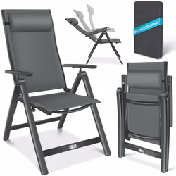 Sedia da giardino KESSER Comfort e relax grazie allo schienale regolabile in 7 posizioni, al resistente materiale textilene,  ...