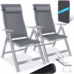Sedia da giardino KESSER Comfort e relax grazie allo schienale regolabile in 7 posizioni, al resistente materiale textilene, ...