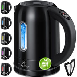 Bollitore da 1,7 litri in acciaio inox 2200W selezione temperatura funzione scaldavivande nero - Kesser