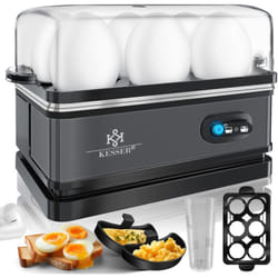Kesser - Egg boiler per 1-6 uova elettrico in acciaio inox 400W e funzione keep warm interruttore di funzione lavabile in lavastoviglie / Antracite